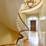 curved modern wood staircase